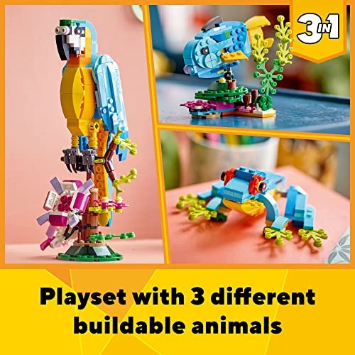 Creator 3 in 1 Exotic Parrot Building Toy Set, Transforms to 3 Different