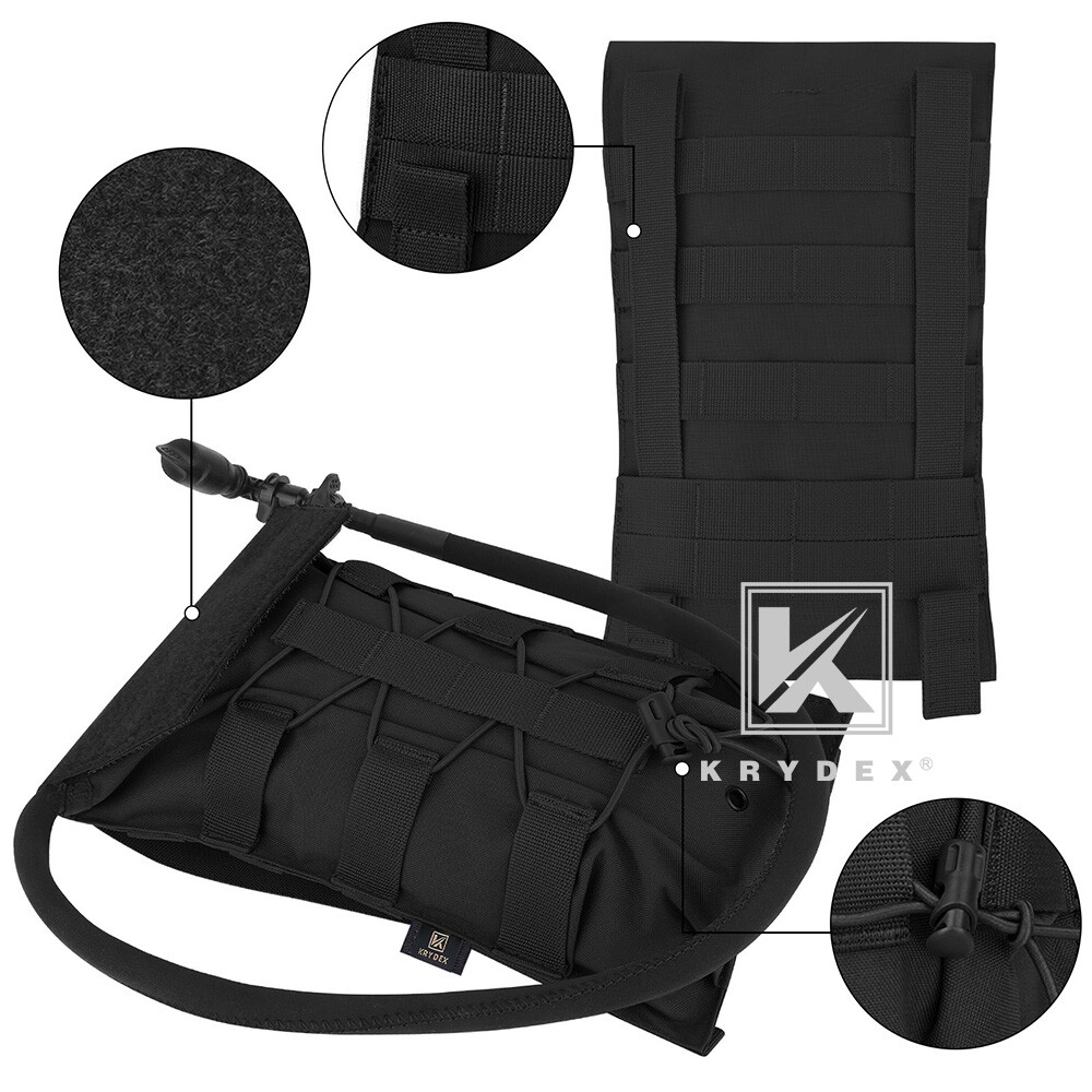 KRYDEX Tactical Hydration Carrier Pack MOLLE Pack Modular 1.5L Water Bladder BK