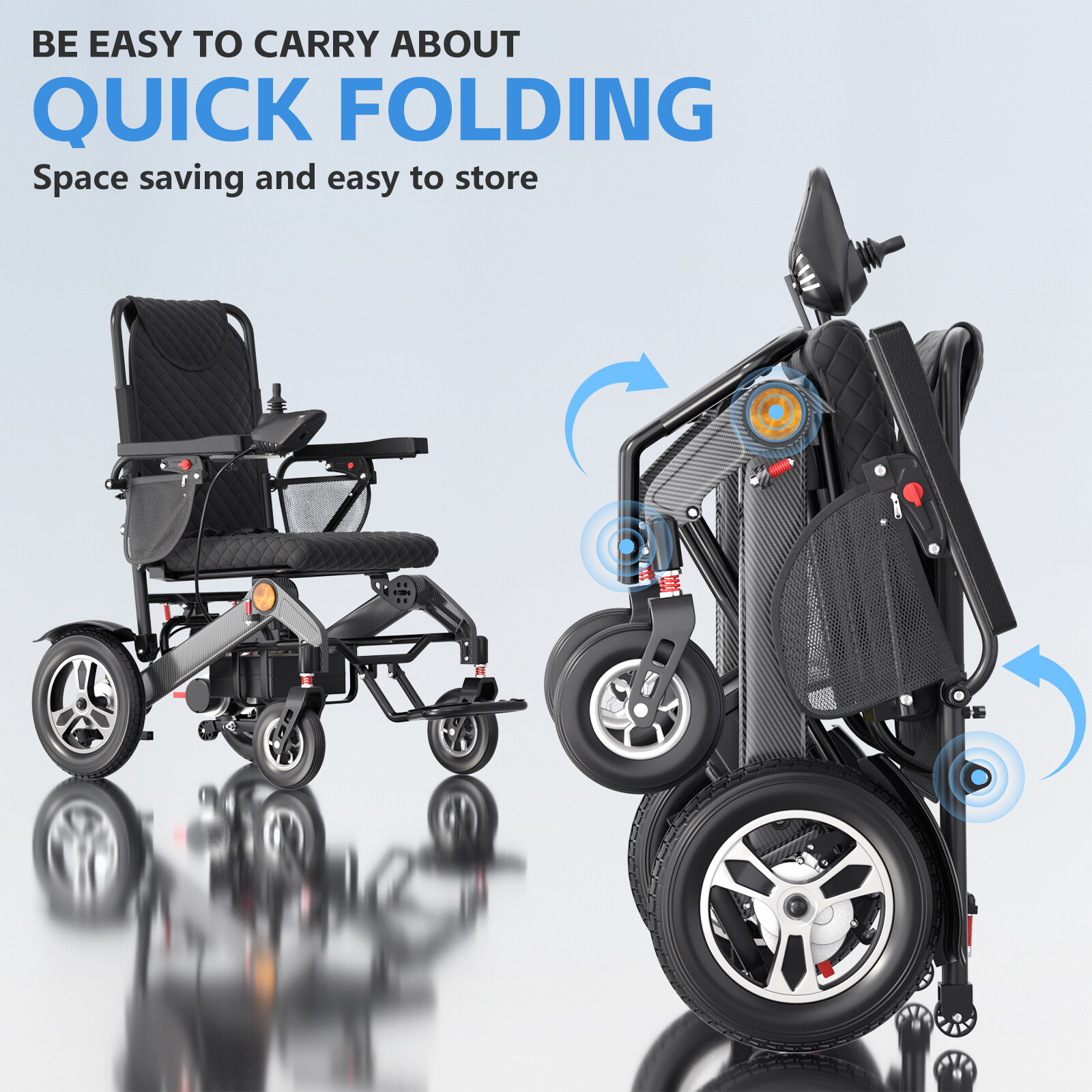 Electric Wheelchair Intelligent Foldable Motorized Powerchair All Terrain New