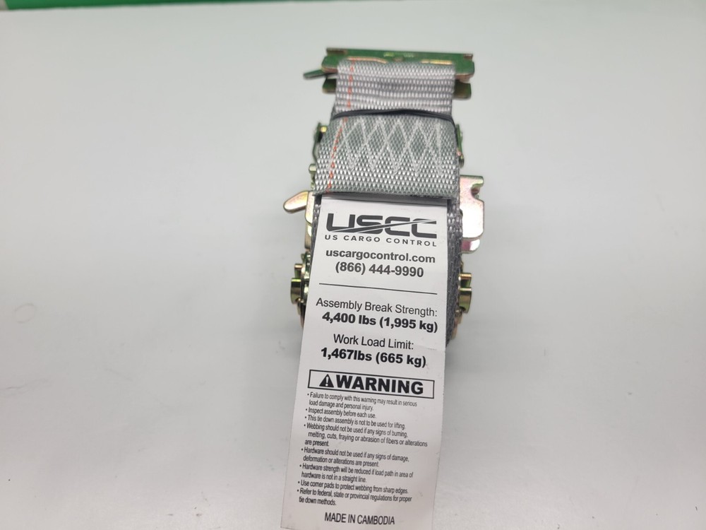 USCC US Cargo Control 2" x 16' Gray E Track Ratchet Straps
