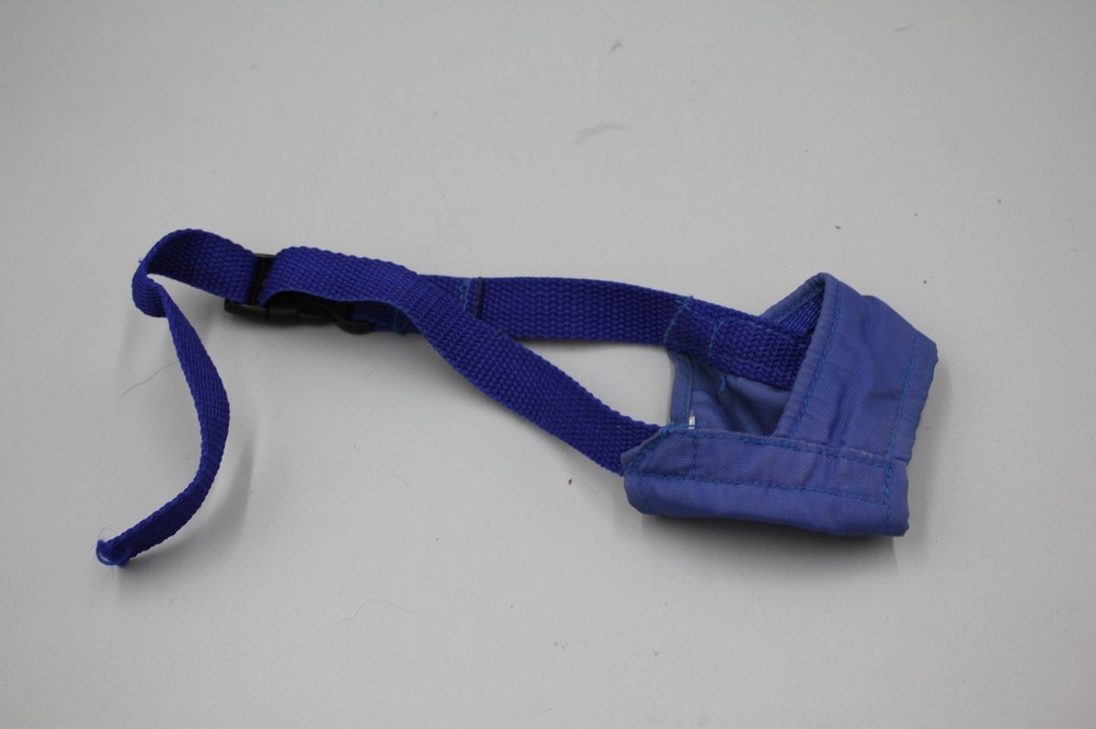 Dog Muzzle Stop Bite Barking Biting Chewing Training Sz Sm/Md Light Nylon Blue
