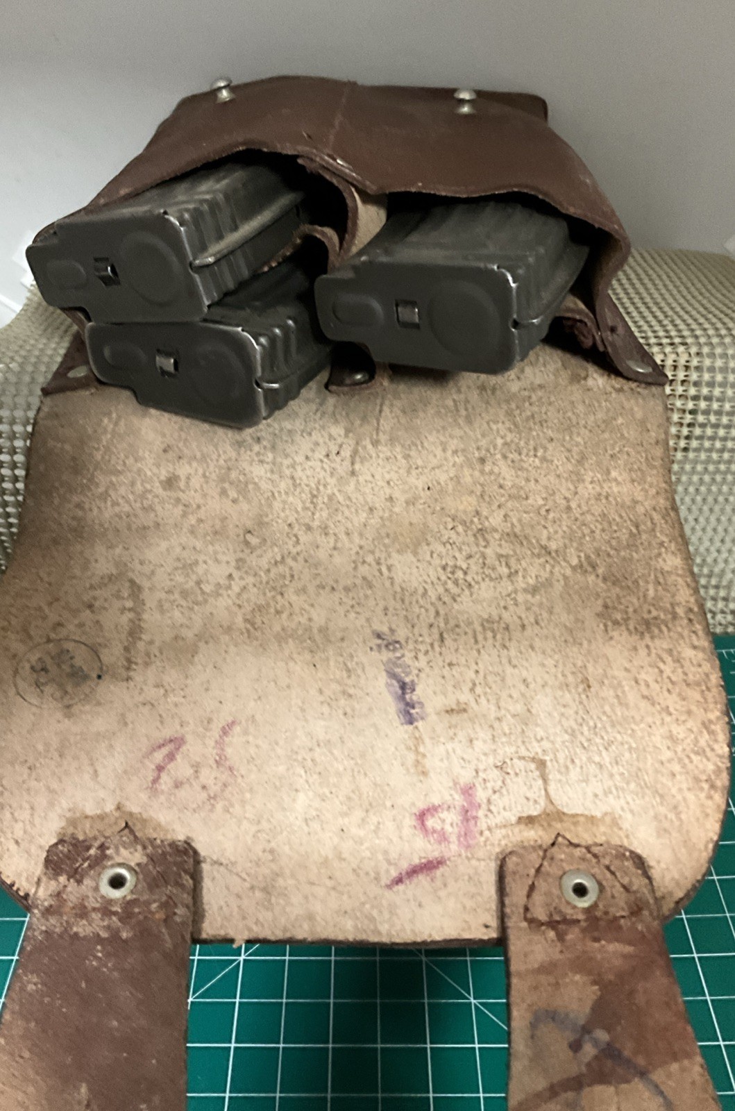 Romanian / Russian 4 Cell 7.62 Magazine Pouch Brown Leather