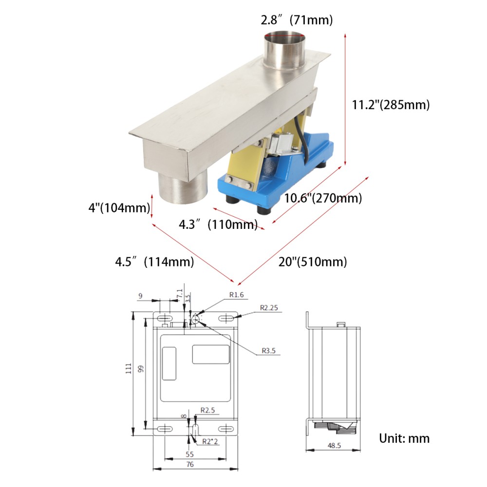 GZV-3F Shaking Feeding Machine Electromagnetic Vibrating Feeder with Controller