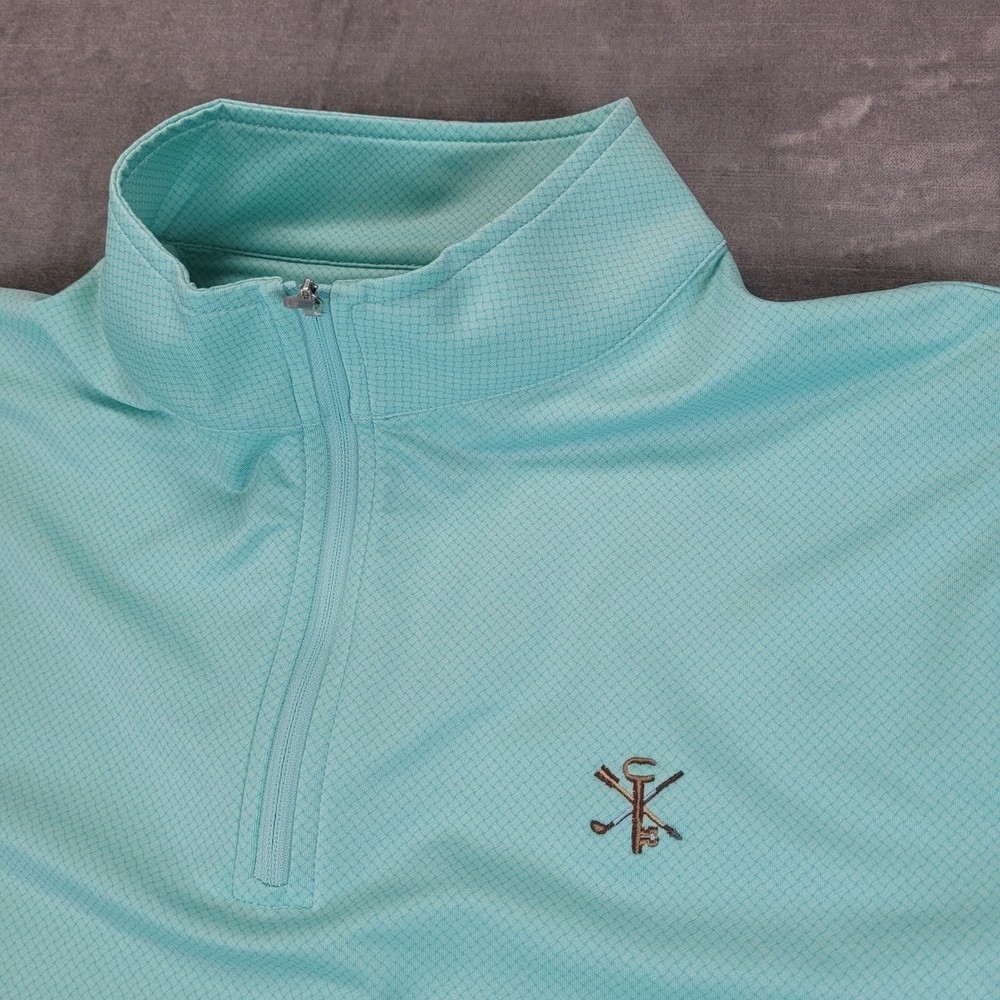Peter Millar Mens Large Mint Green 1/4 Zip Golf Pullover Logo