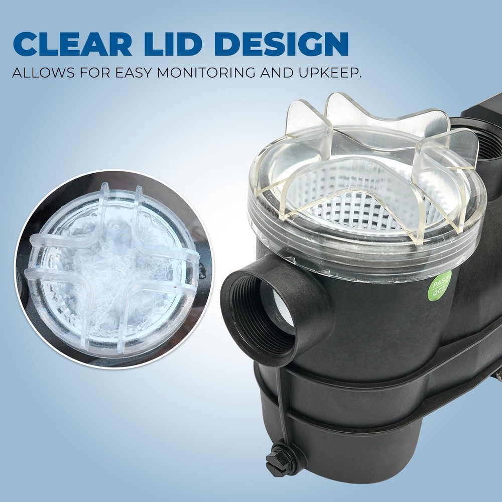 High Flow 2400GPH 3/4HP Self-Priming Pool Pump - Quiet & Efficient Circulation