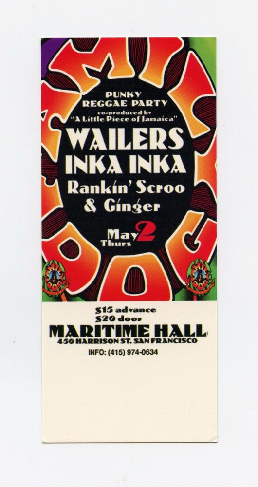 ZERO Sweet Virginia 1996 May 18 Maritime Hall Ticket