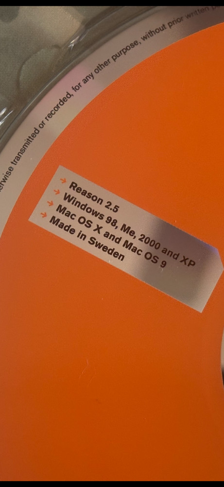 Propellerhead Reason 2.5 Software & Tutorial Disc- No License No- Disc's Only