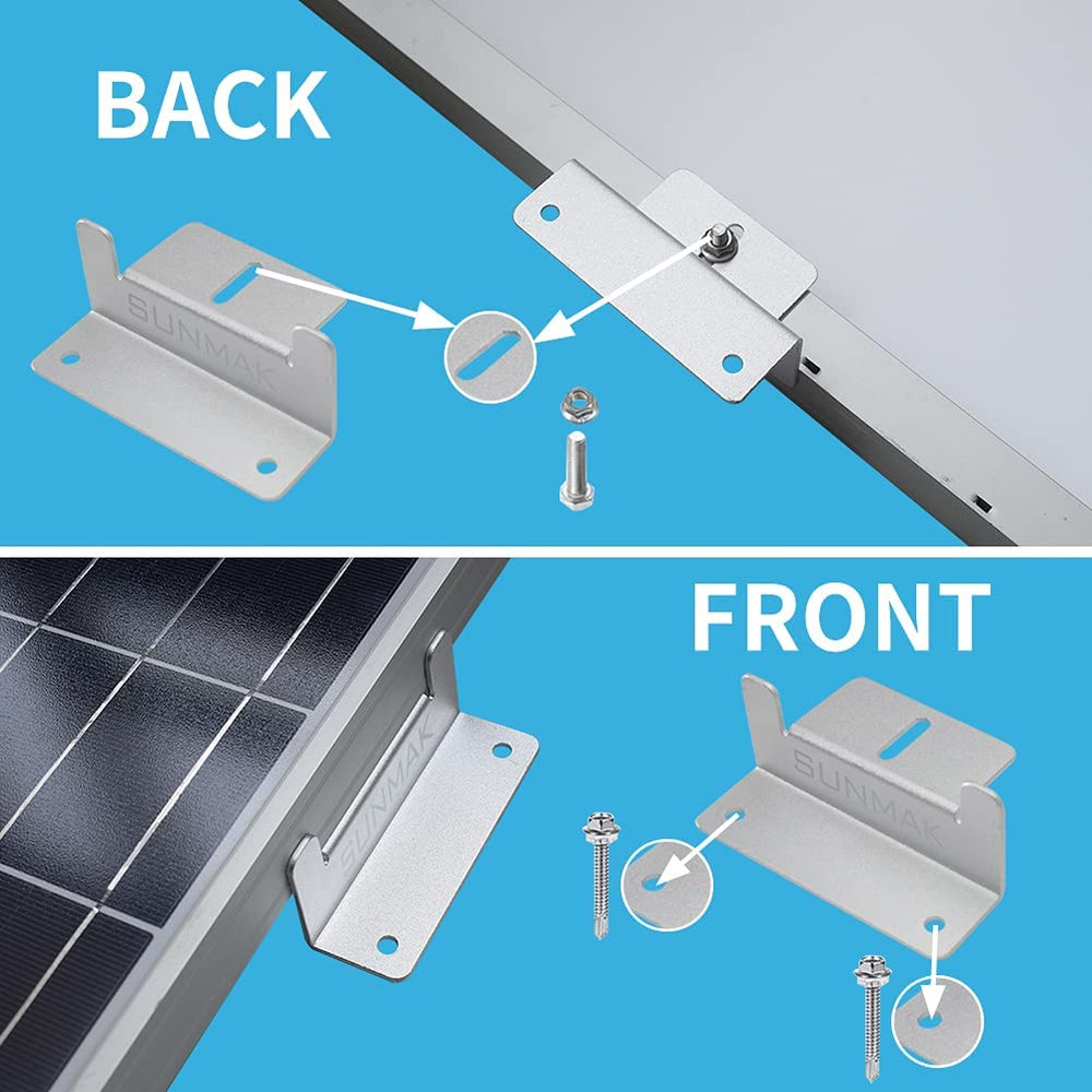SUNMAK 16 Units per Set Solar Panel Mounting Z Brackets, Solar Panel Mounting Br