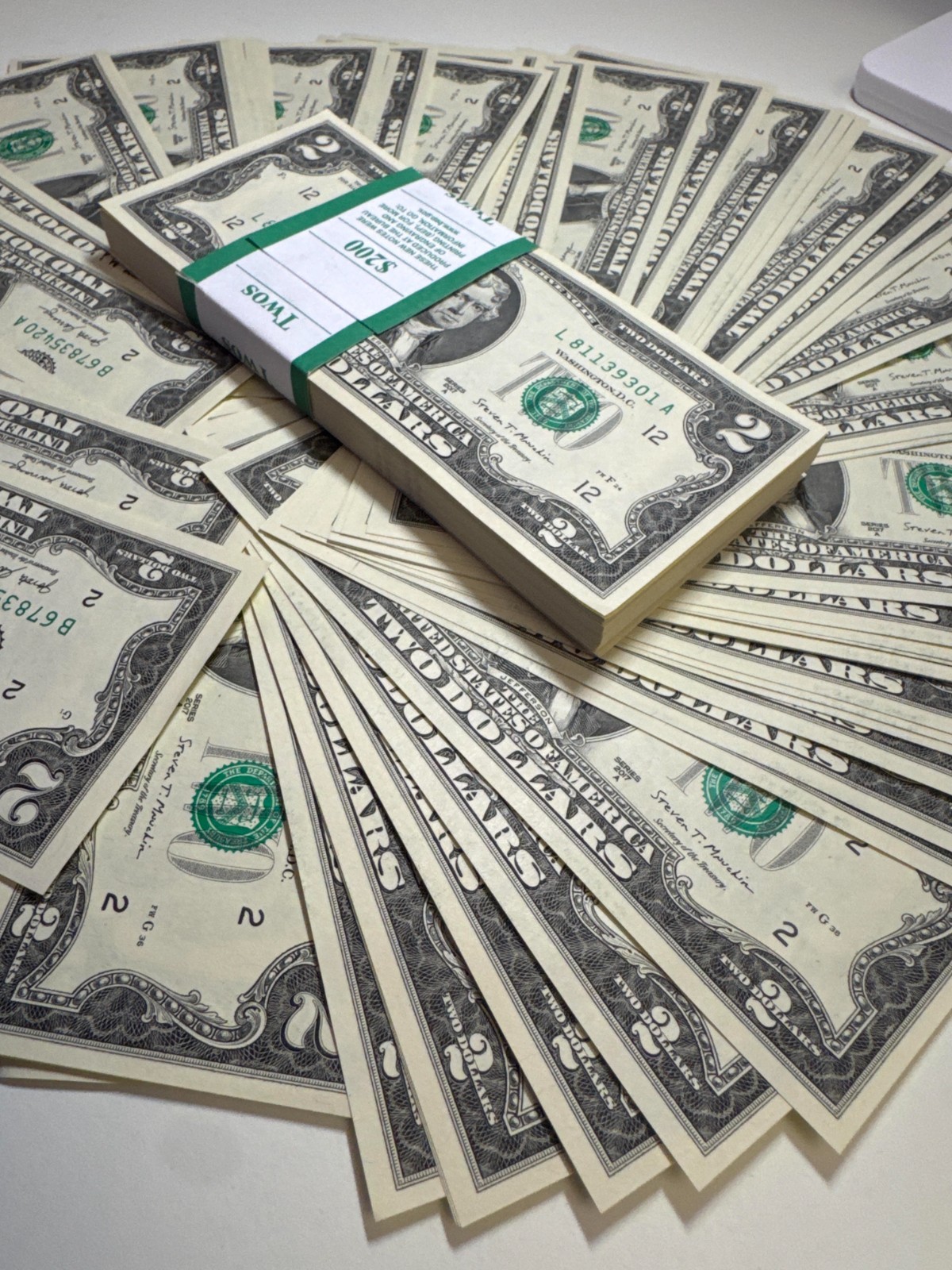 🇺🇸 Pack of 5 NEW UNC $2 Bills 2017 A Consecutive Serials Two Dollar REAL CASH