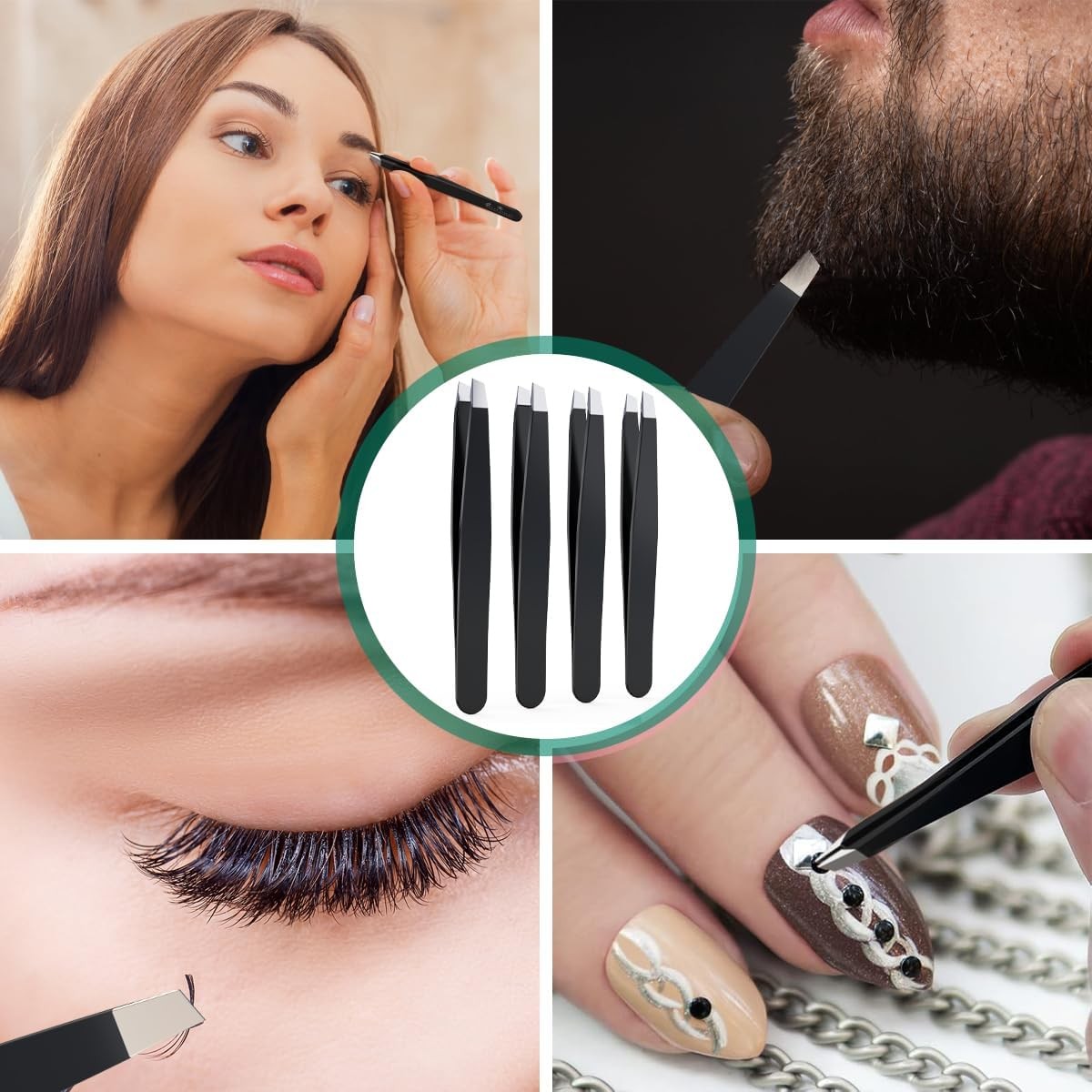 Eyebrow Tweezers Eyebrow Clip 4Piece Hair Beauty Pluckers Stainless Steel