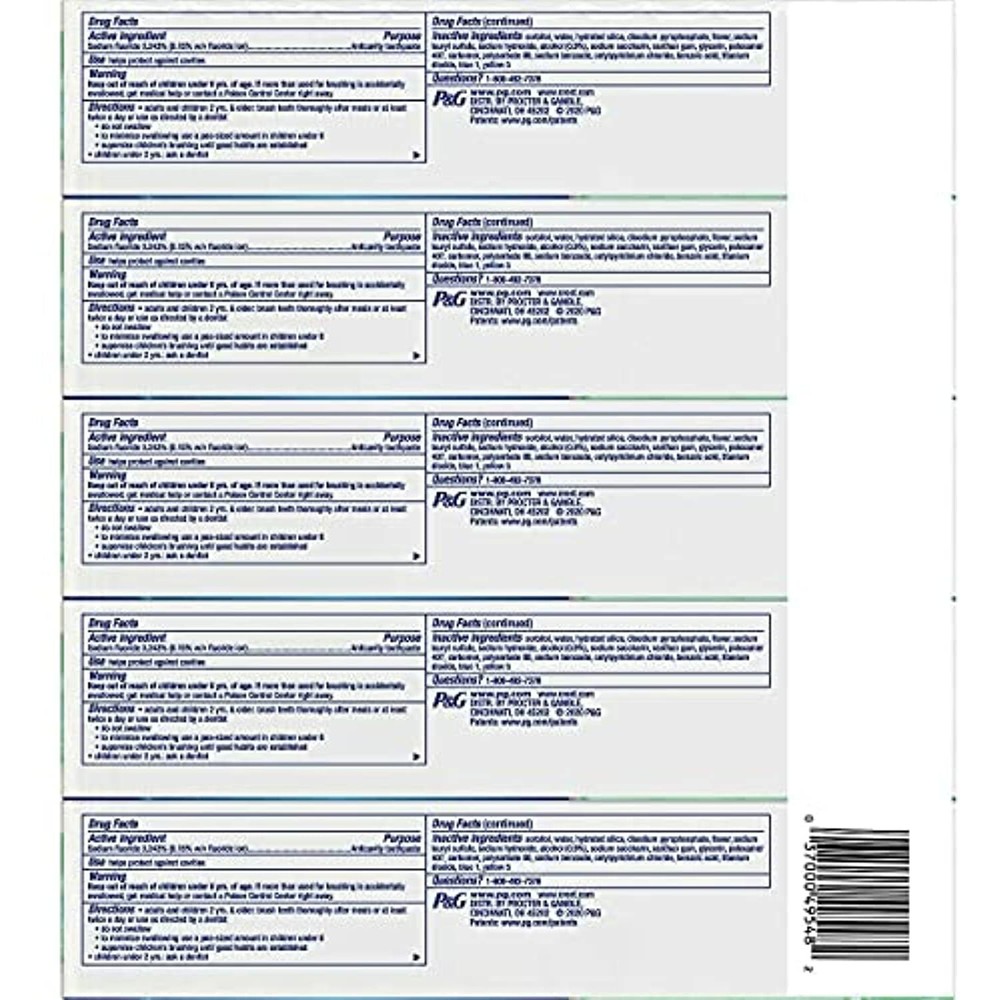Crest Complete Toothpaste Plus Scope Advanced Active Foam, Striped, 8.2 oz, 5 ct