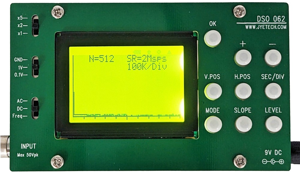 JYETech Assembled Pocket Oscilloscope, 1MHz Bandwidth (DSO062)
