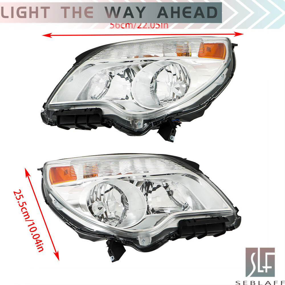 For 2010-2015 Chevy Equinox LT/LS Headlight Halogen Type LH + RH Chrome