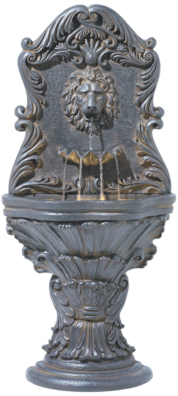 Imperial Lion Acanthus outdoor wall water fountain, 50-inch