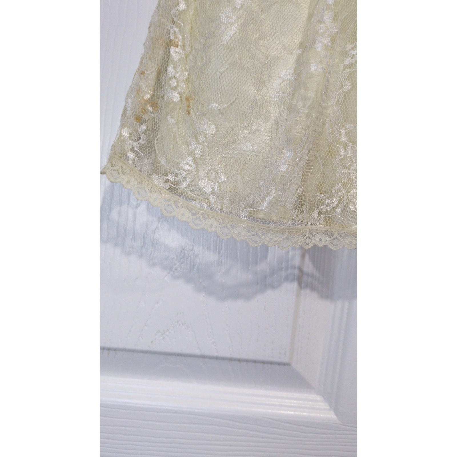 Vintage Retro Paper Tag Green Cream Lace Bow Velvour Short Sleeve Dress 4T