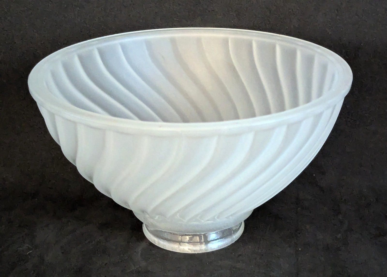 NOS! Frosted Swirl 6-1/2” dia. Low Bowl Glass Light Shade 2-1/4” Fitter VG Cond.