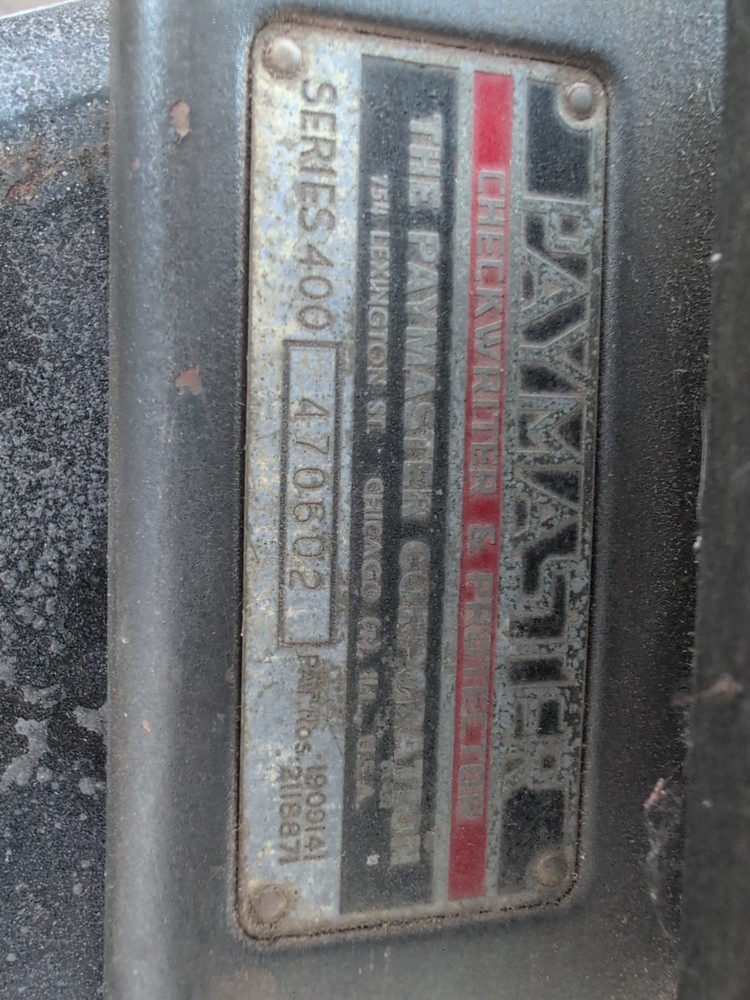 Vintage Paymaster 400 Check Embossing Machine Embosser