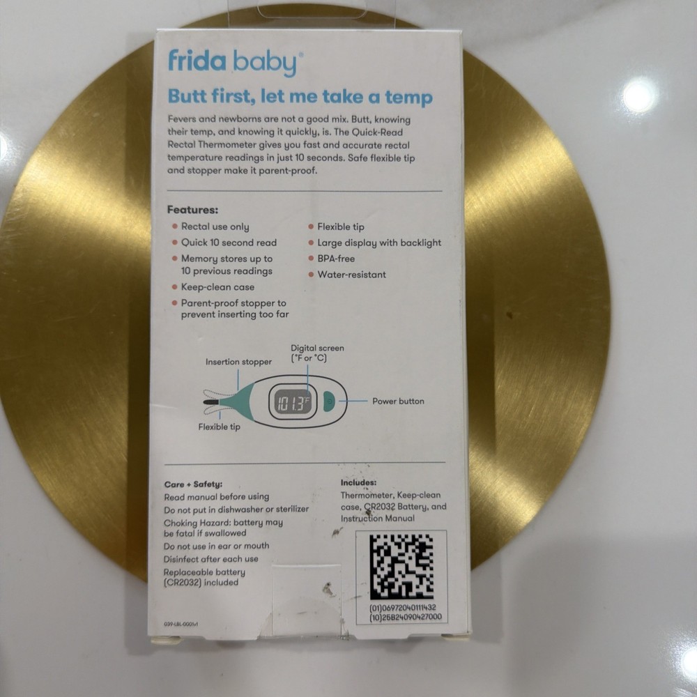 Fridababy Quick Read Flexible Tip Rectal Baby Thermometer Keep Clean Case New