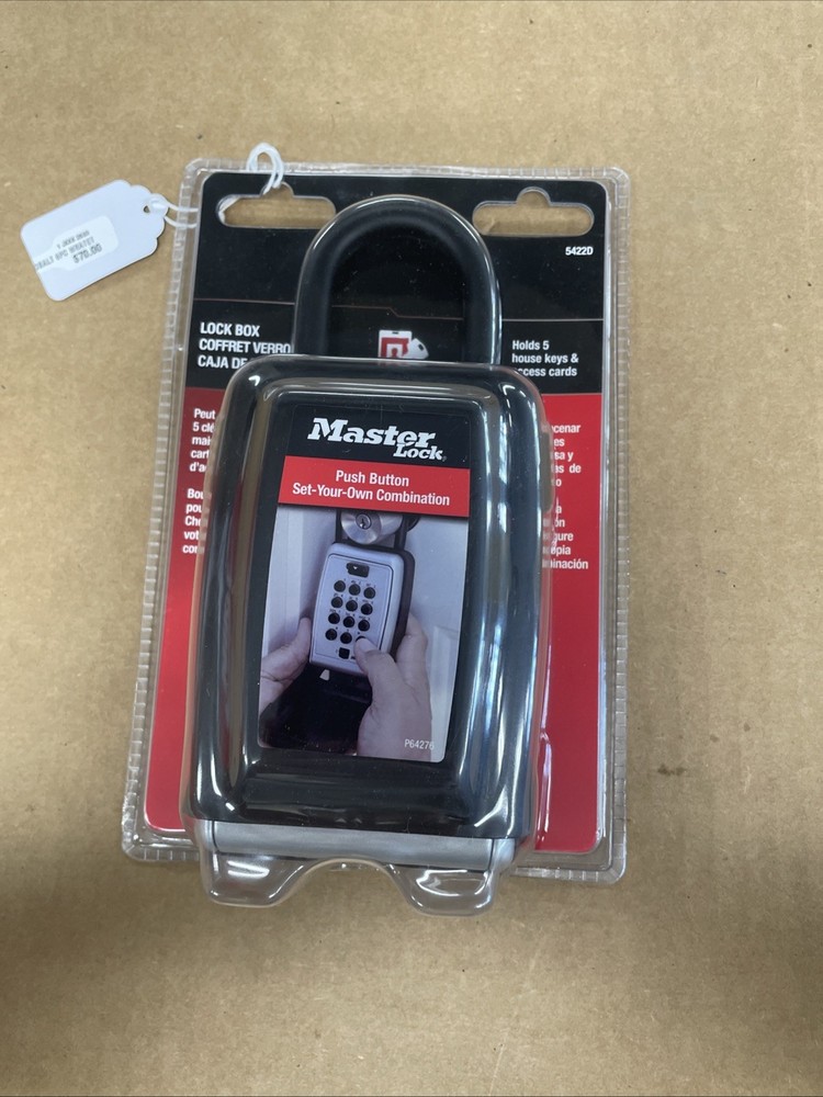 Master Lock Portable Push Button Lock Box: Key & Access Card Storage! #5422D