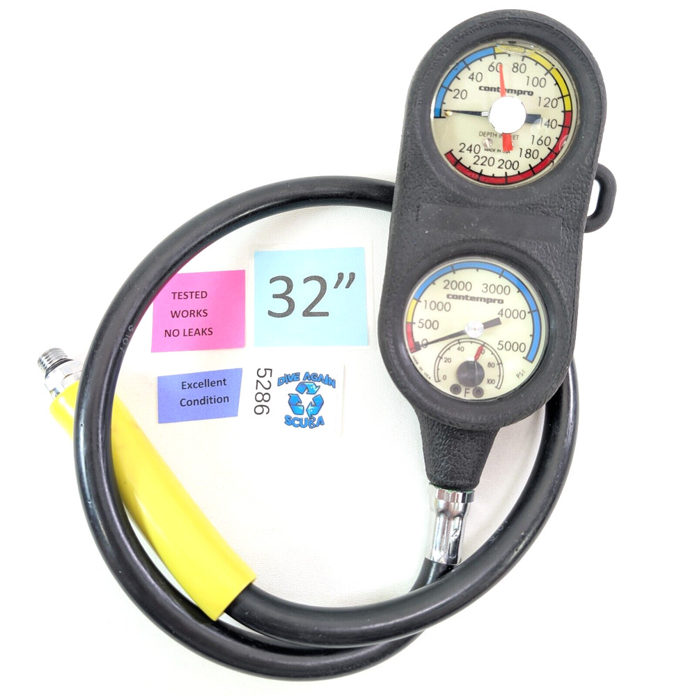Contempro Navigator 3 Gauge Scuba Dive Complete Console SPG, Depth, Compass
