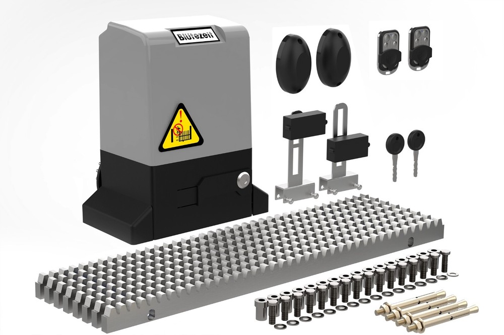 Blütezeit Automatic Sliding Gate Opener 4000lb Rack Driven w/ 2 Remotes Kit