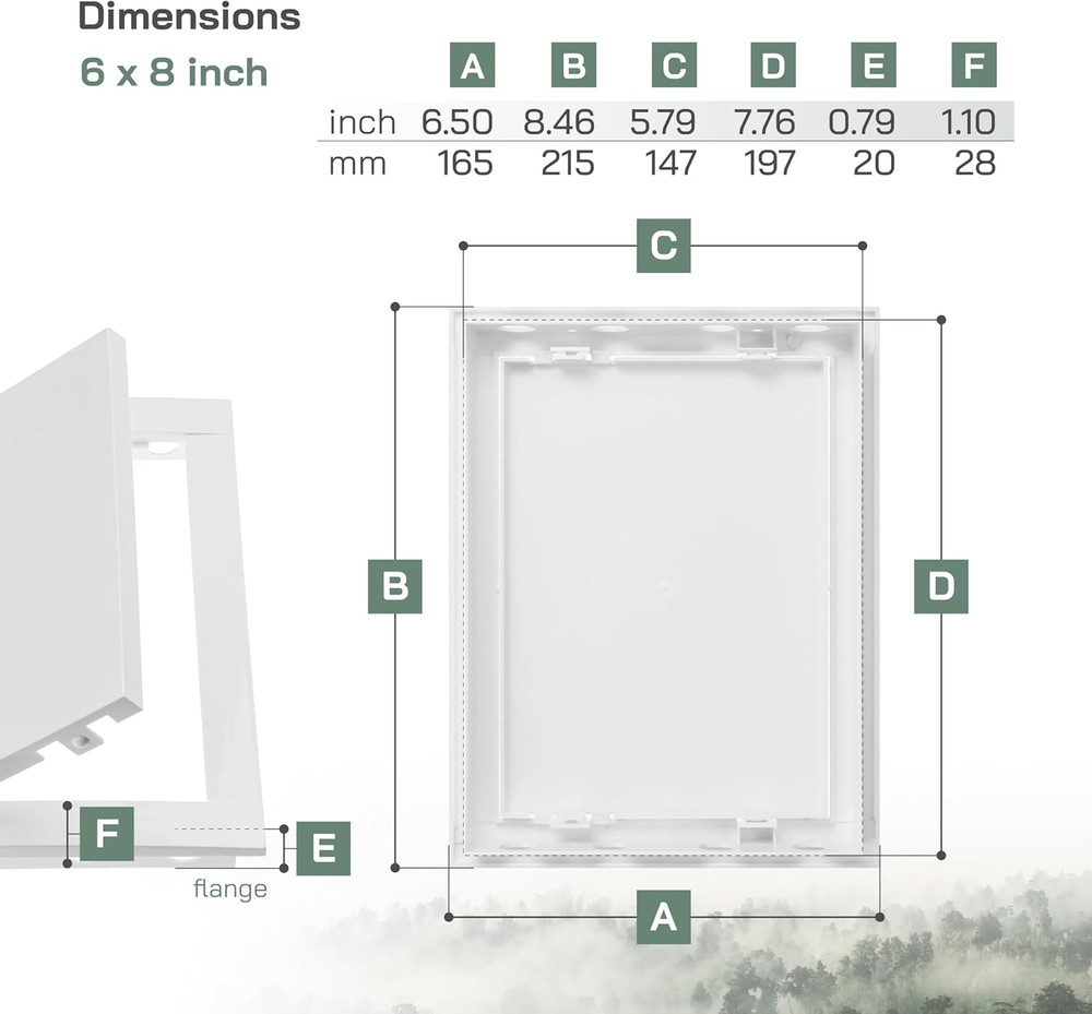 6'' X 8'' Inch Access Panel - Easy Access Doors - ABS Plastic - Access Panel for
