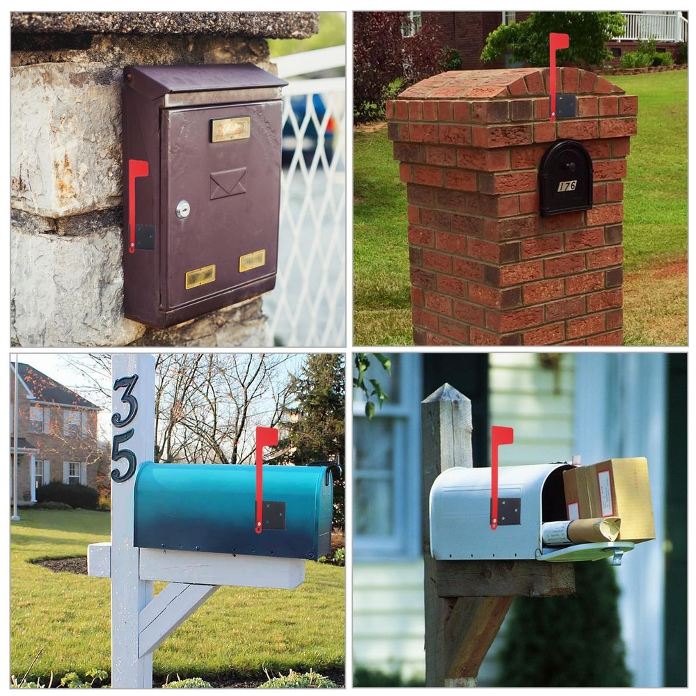 Mailbox Flag Replacement Kit Galvanized Steel Tool Free Adhesive Red Flags