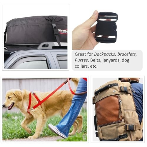 6 Set 1.5 Inch Flat Dual Adjustable Plastic Quick Side Release Plastic Buckles