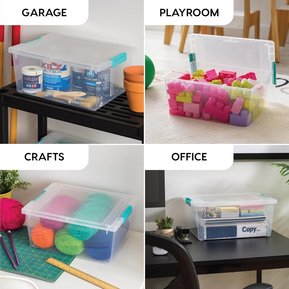 12-Quart Plastic Storage Container Set with Lids (4-Piece Set), Stackable