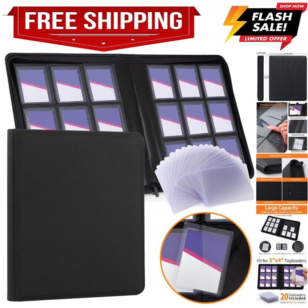 Toploader Binder 9 Pocket, Top Loader Binder for High-Value Trading Cards - H...