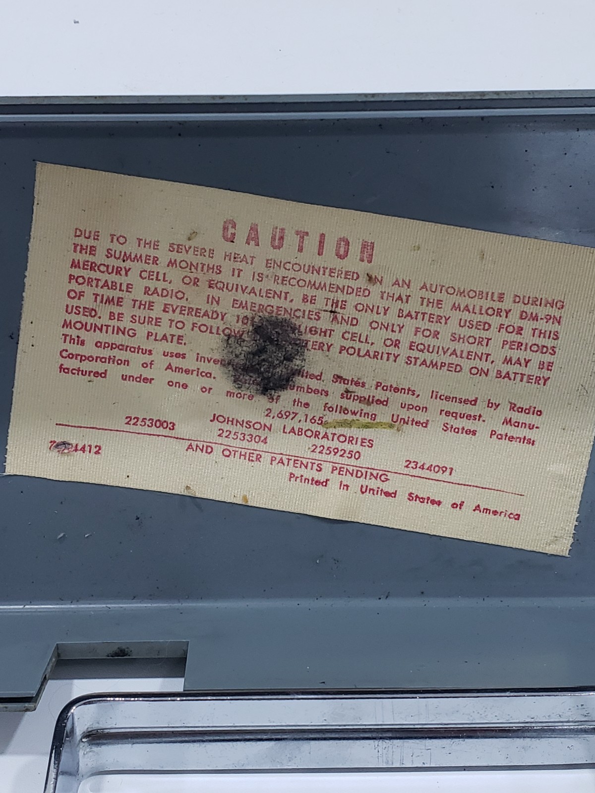 Vintage 1959 OLDSMOBILE TRANS-PORTABLE AM Car Radio for Parts or Restore 989172