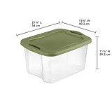 EZ Carry Storage Bin 40 Quart Clear Green Handles