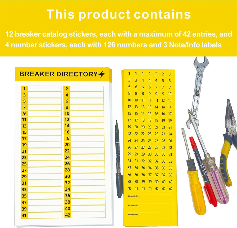 16 Sheets Breaker Panel Labels Electrical Box Sticker Numbers Breaker Panel Labe