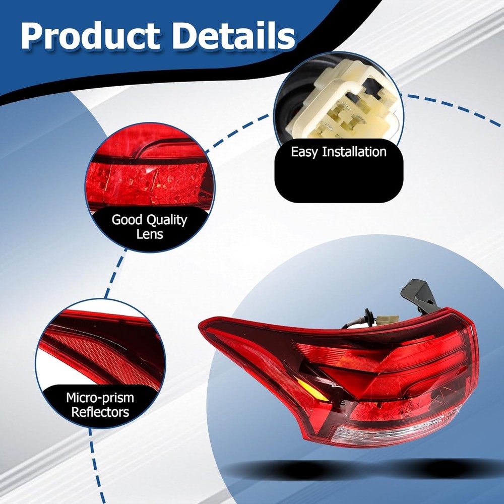 Left Side Outer Tail Light Assembly Replacement for Mitsubishi Outlander 2016