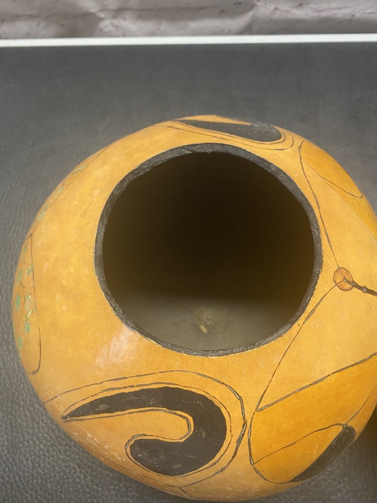 (2) Hand Crafted Gourd Home Decor Vases