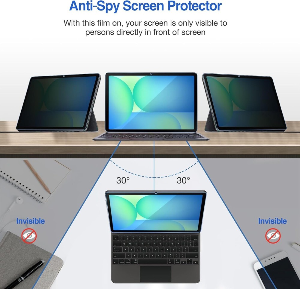 Privacy Screen Protector for Galaxy Tab Models - Anti-Spy Tempered Glass