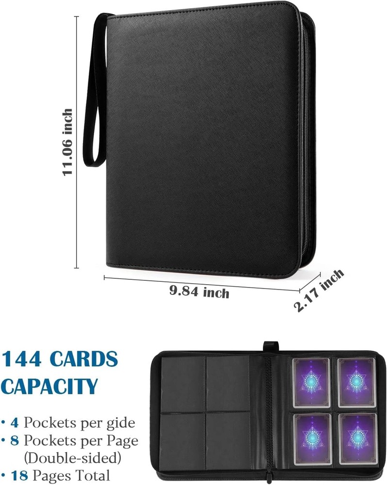 Top Loader Binder 4 Pocket for 144 Toploaders, Side Loading Toploader Binder for