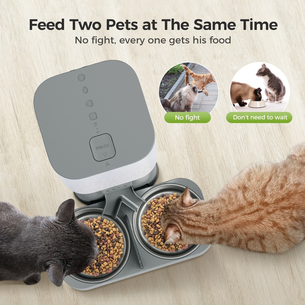 Multiple Pets Cat Litter Box Robot Two-Hole Automatic feeder Smart APP Control