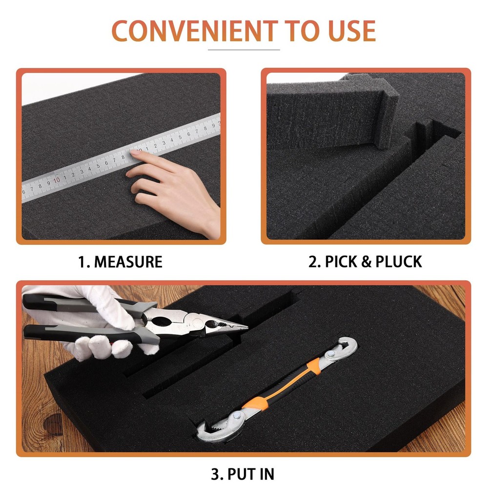 4-Pack Pick Pluck Foam Sheets, 16x12x2, Pre-Cubed, Polyurethane, Insert