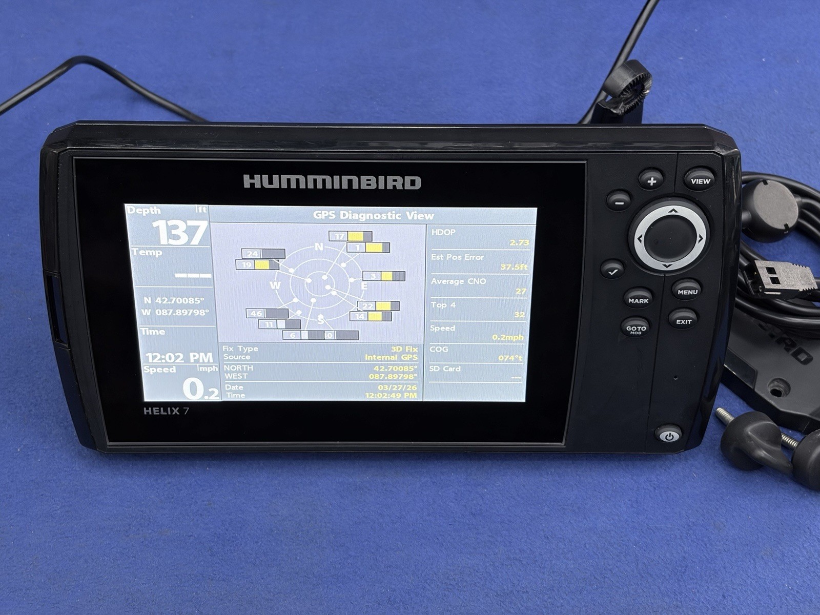 Humminbird Helix 7 MSI GPS G3N MEGA SI Side Imaging Sonar Chartplotter Display