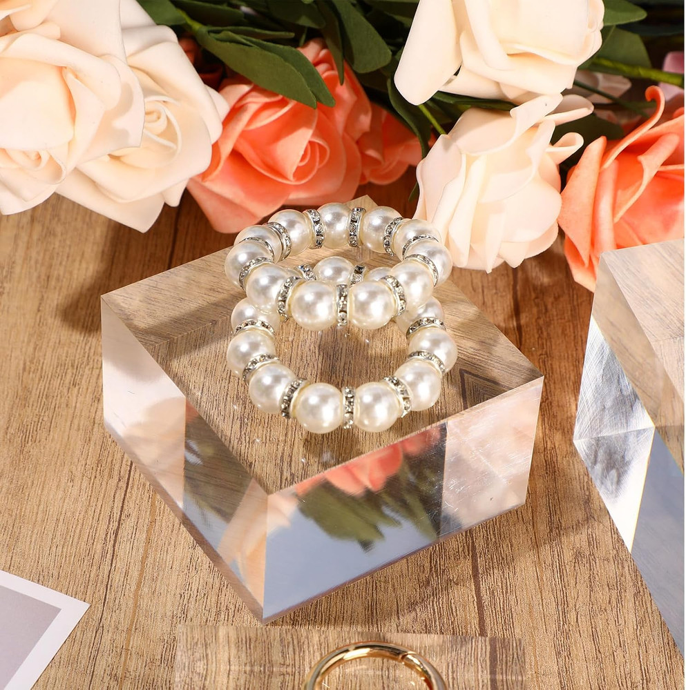 3 Pcs Acrylic Risers Stands Display Block Clear Polished Acrylic Cube Solid Disp
