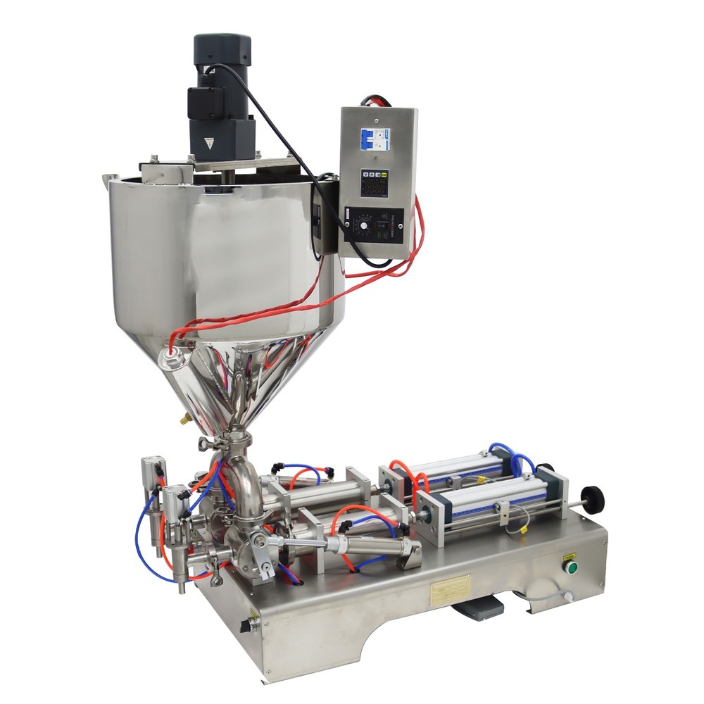 50-500ml Paste Liquid Filling Machine W/ Mixing,Heating Function 2Nozzle Filling