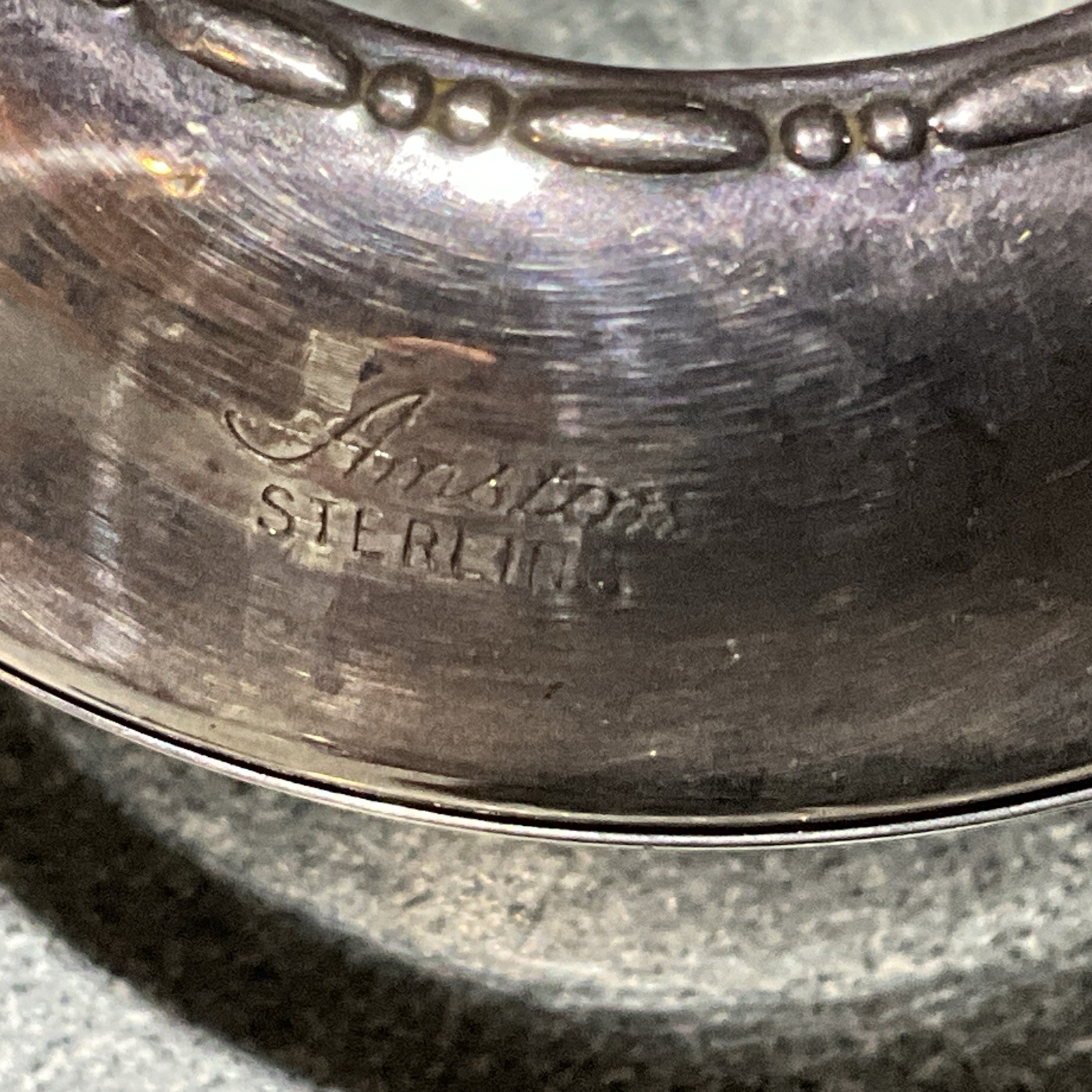 Vintage Amston Sterling Silver Salt Spices Cellar Glass Liner & Sterling spoon