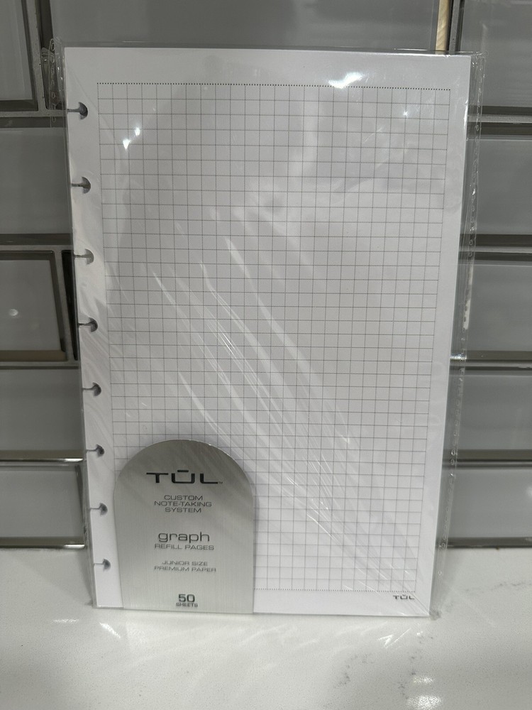 TUL Discbound Notebook Refill Pages, Junior Size, Graph Ruled, 50 Sheets, White