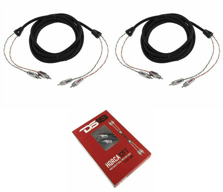 2 x DS18 12 ft 2 Channel Shielded Twisted RCA PRO Audio Cable Amp Cable