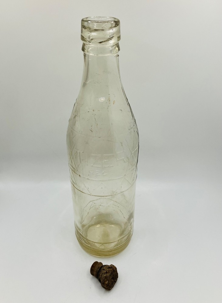 Antique Tizer Clear Bottle with Triangular Pattern in Excellent Condition - 1924