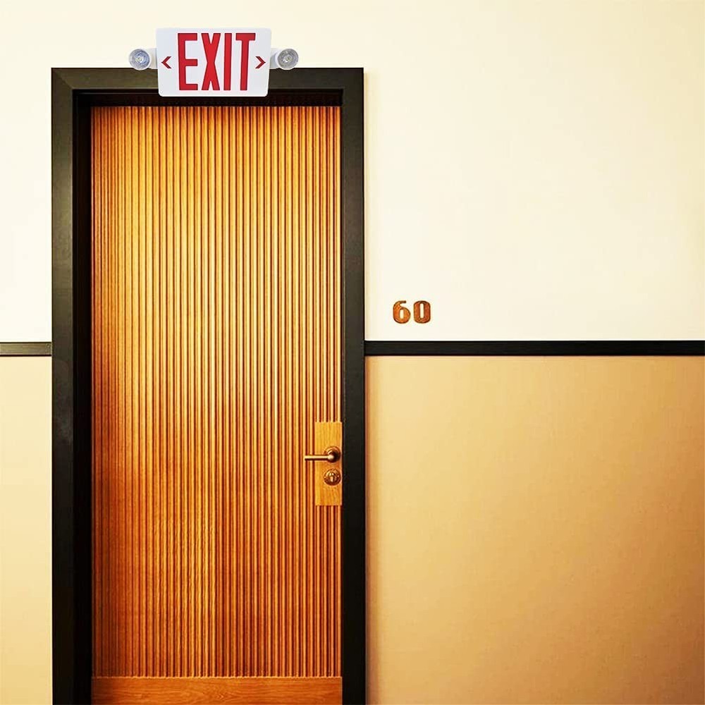 2 Pack Red LED Exit Sign with Emergency Lights, Two Adjustable Head Emergency...