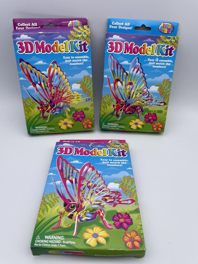 3 Lisa Frank Butterfly 3D Model Kit - Complete sets All 3 different
