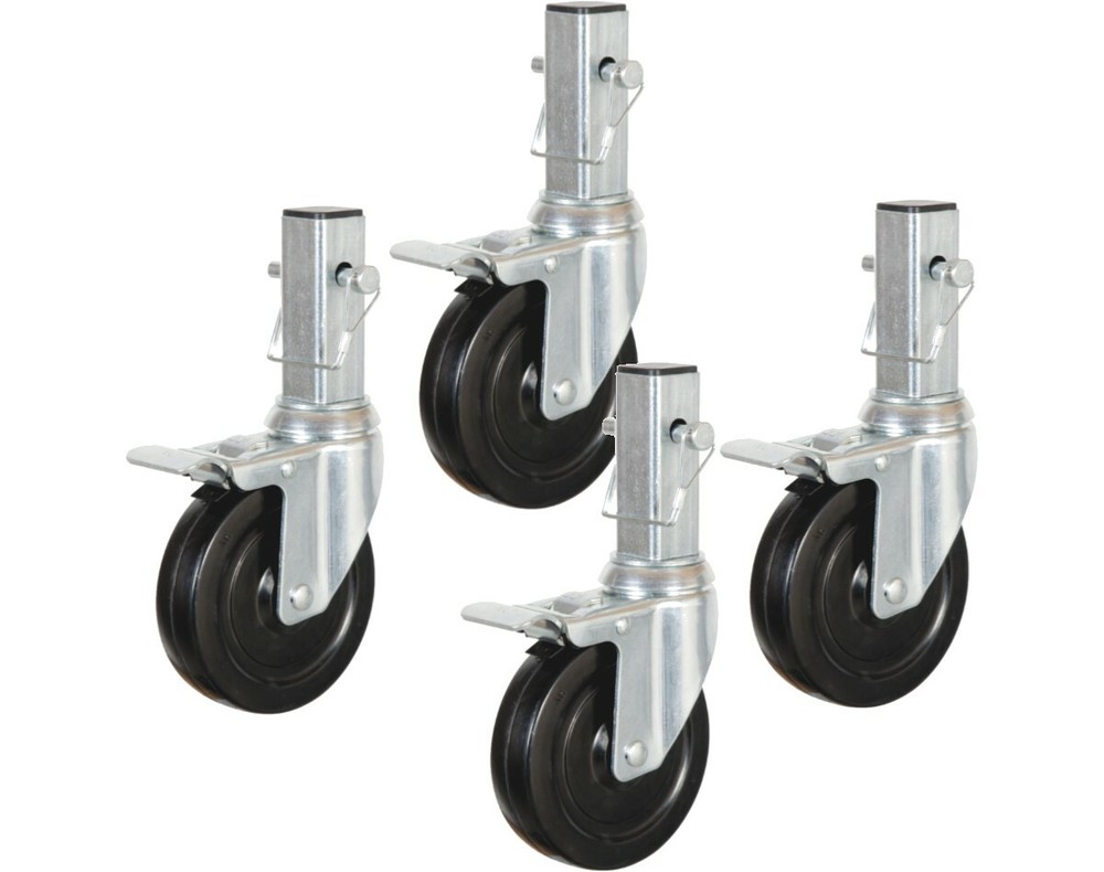 5 in. Locking Caster Wheel for Baker Style Rolling Scaffold H.D. Hard Rubber 1"