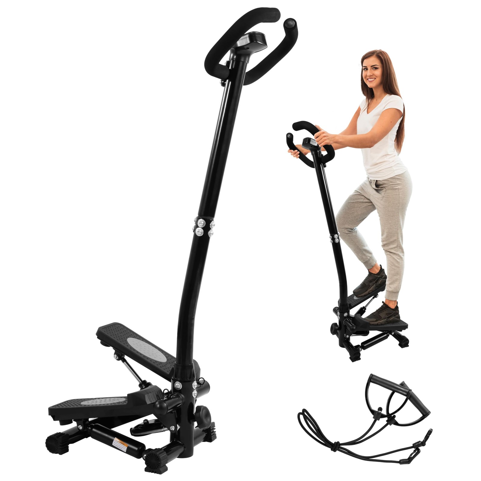 Mini Steppers for Exercise with Handlebar, Stair Steeper with Resistance Band...